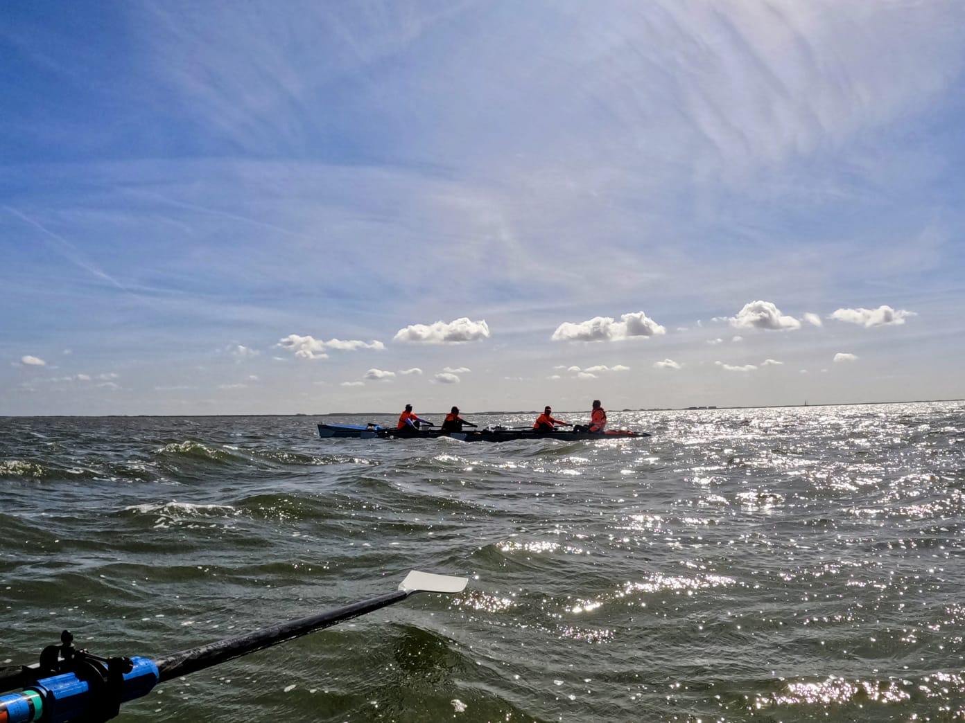 At sea