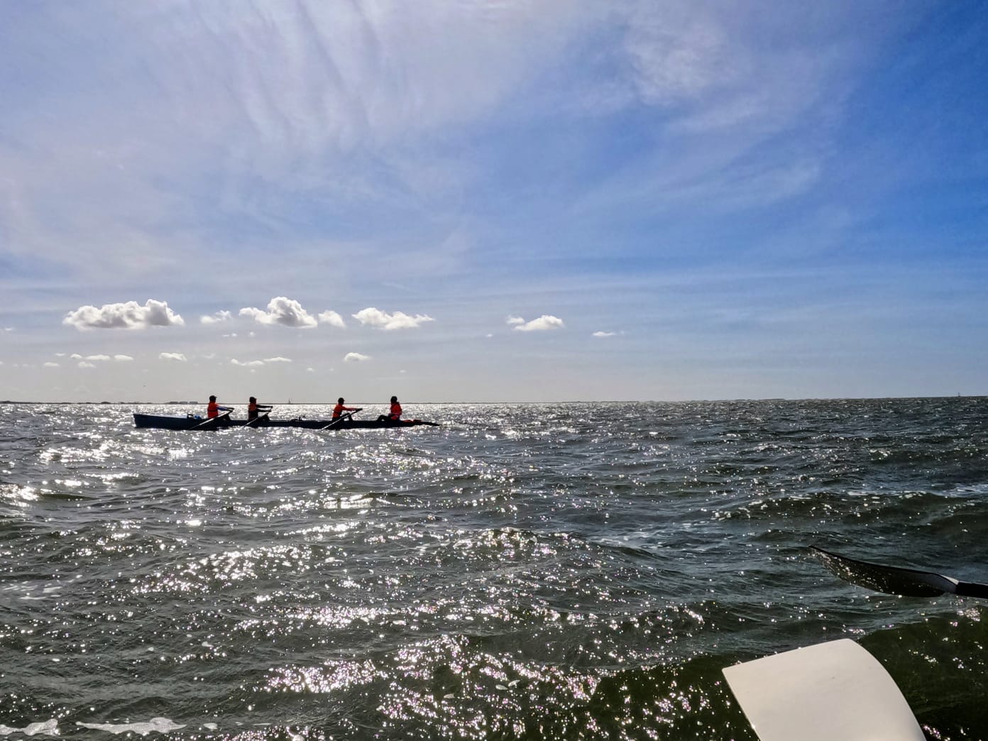 At sea